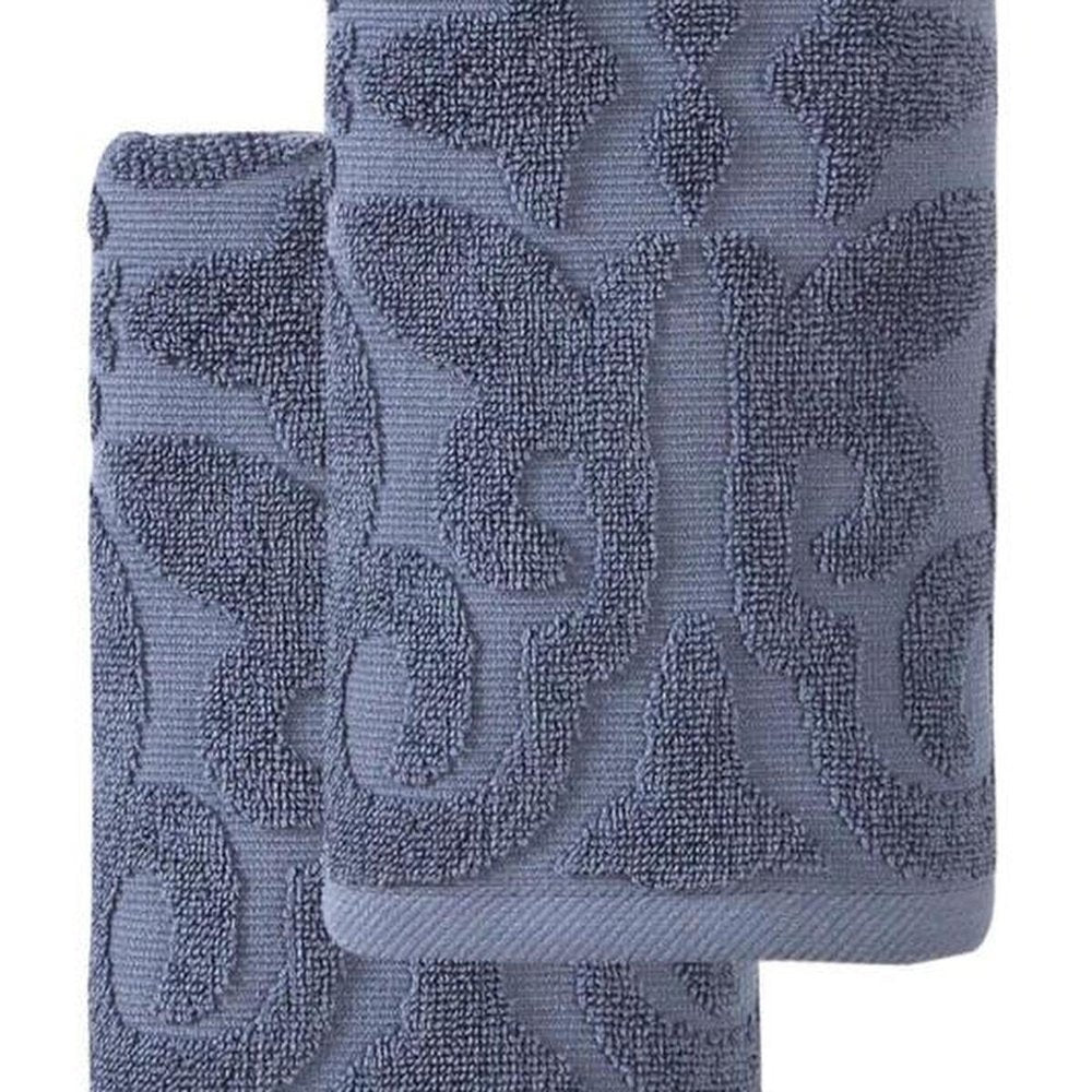 Set of Two Brown Floral Turkish Cotton 16" X 30" Hand Towels HomeRoots