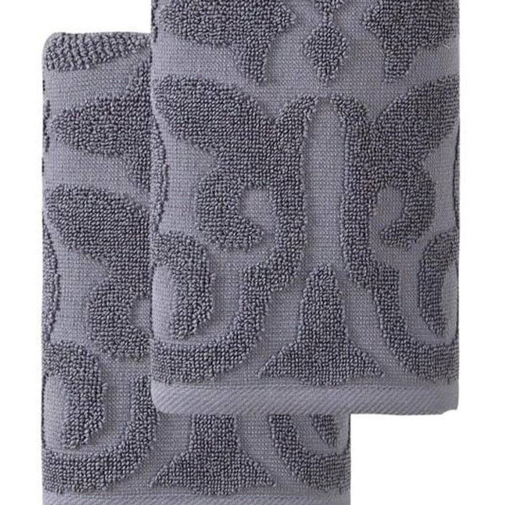 Set of Two Brown Floral Turkish Cotton 16" X 30" Hand Towels — view 12