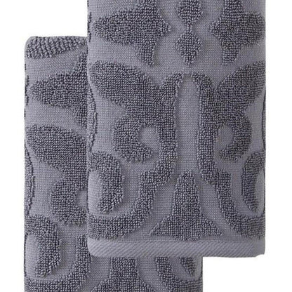 Set of Two Brown Floral Turkish Cotton 16" X 30" Hand Towels HomeRoots