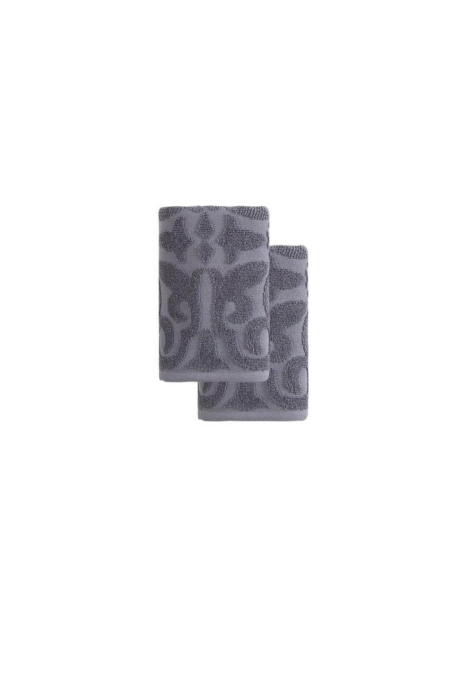 Set of Two Brown Floral Turkish Cotton 16" X 30" Hand Towels HomeRoots