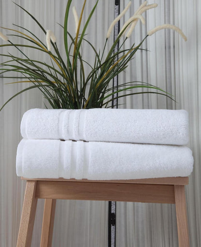Set of Two Navy Blue Turkish Cotton 27" X 54" Bath Towels HomeRoots