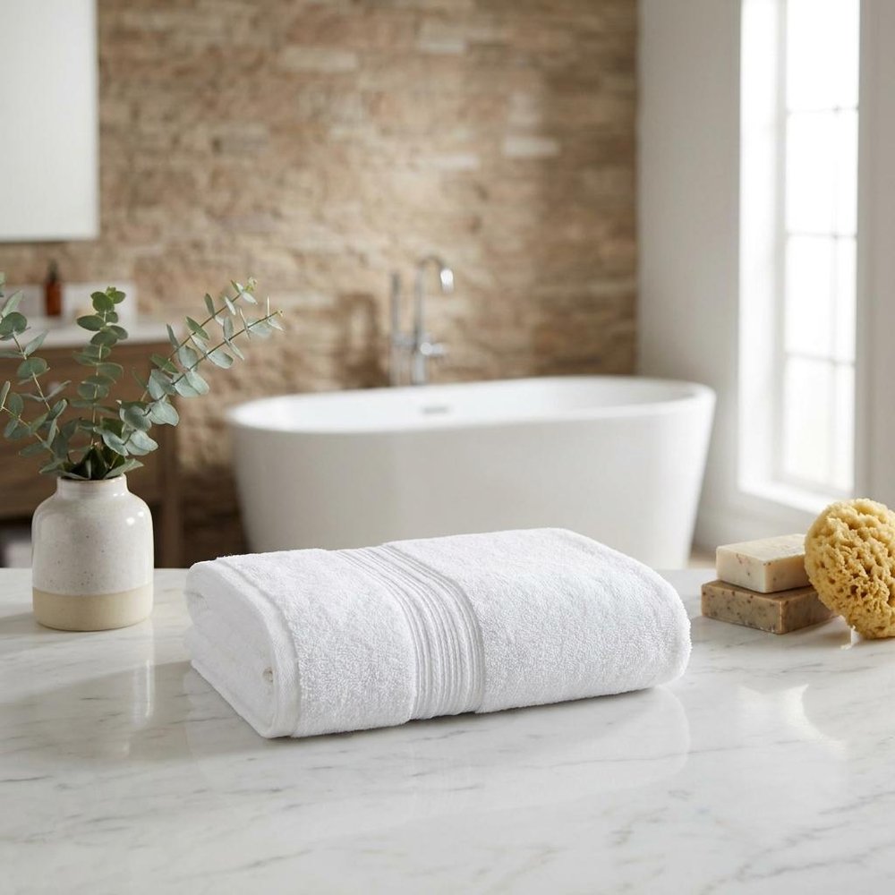 Set of Two Navy Blue Turkish Cotton 27" X 54" Bath Towels — view 5