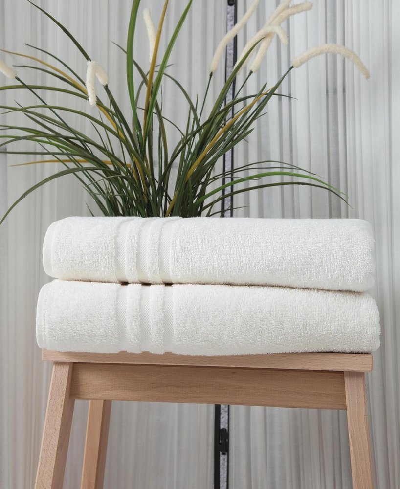 Set of Two Navy Blue Turkish Cotton 27" X 54" Bath Towels HomeRoots
