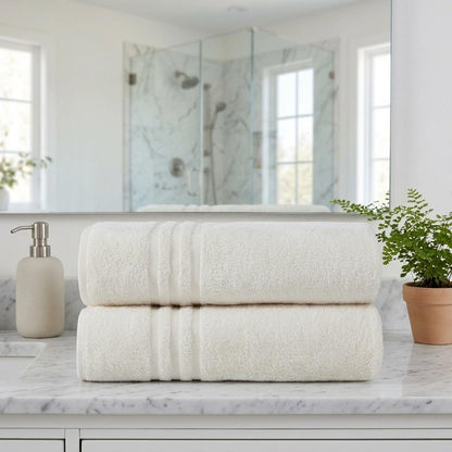 Set of Two Navy Blue Turkish Cotton 27" X 54" Bath Towels HomeRoots