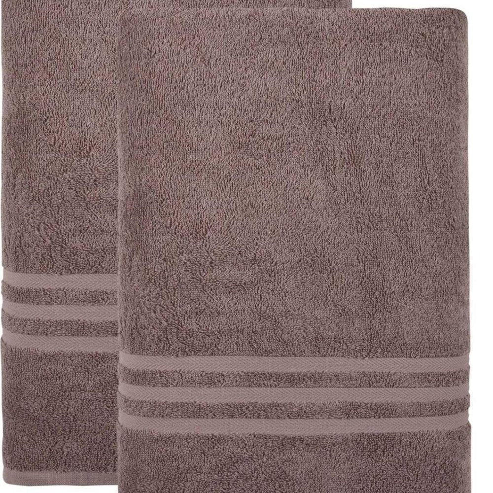 Set of Two Brown Turkish Cotton 35" X 66" Bath Sheets HomeRoots