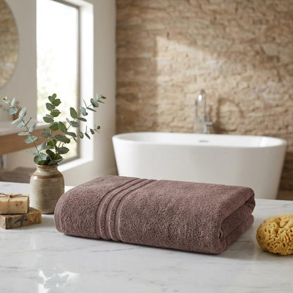 Set of Two Brown Turkish Cotton 35" X 66" Bath Sheets HomeRoots