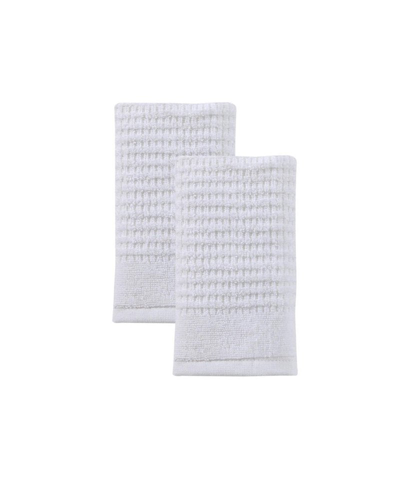 Set of Two White Polka Dots Turkish Cotton 16" X 30" Hand Towels — view 3