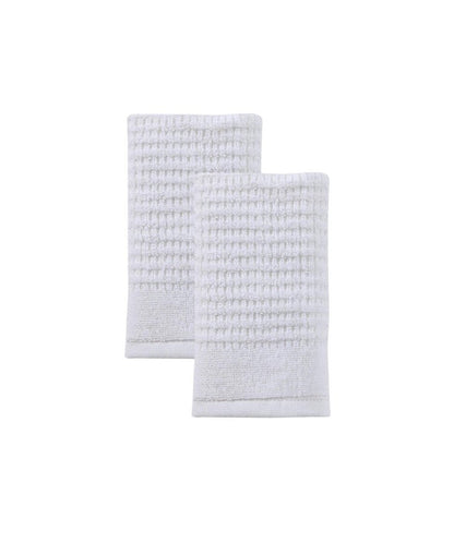 Set of Two White Polka Dots Turkish Cotton 16" X 30" Hand Towels HomeRoots