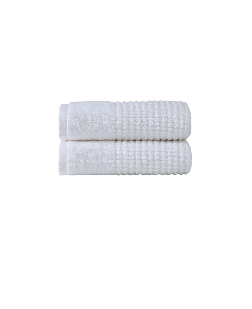 Set of Two White Polka Dots Turkish Cotton 16" X 30" Hand Towels — view 2