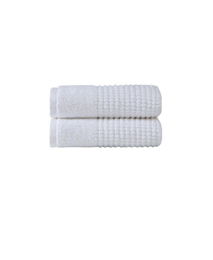 Set of Two White Polka Dots Turkish Cotton 16" X 30" Hand Towels HomeRoots