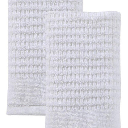 Set of Two White Polka Dots Turkish Cotton 16" X 30" Hand Towels HomeRoots