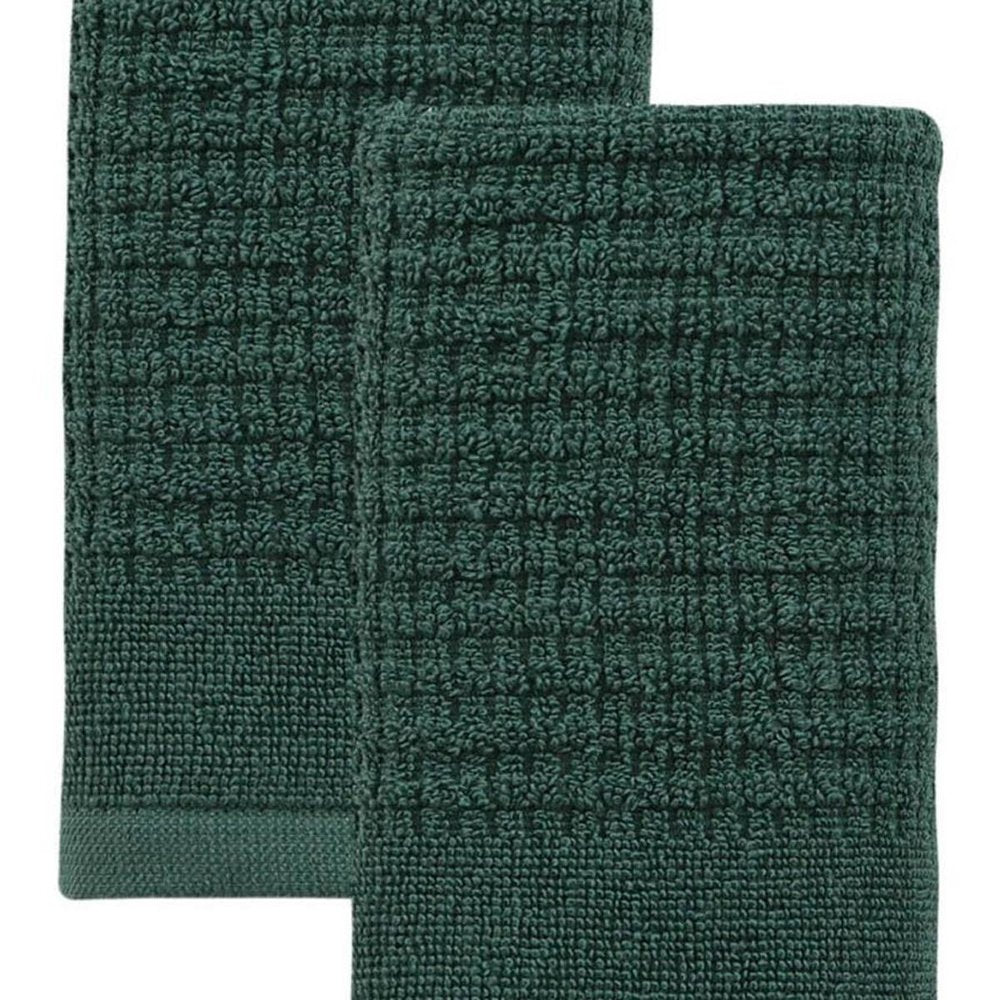 Set of Two White Polka Dots Turkish Cotton 16" X 30" Hand Towels HomeRoots