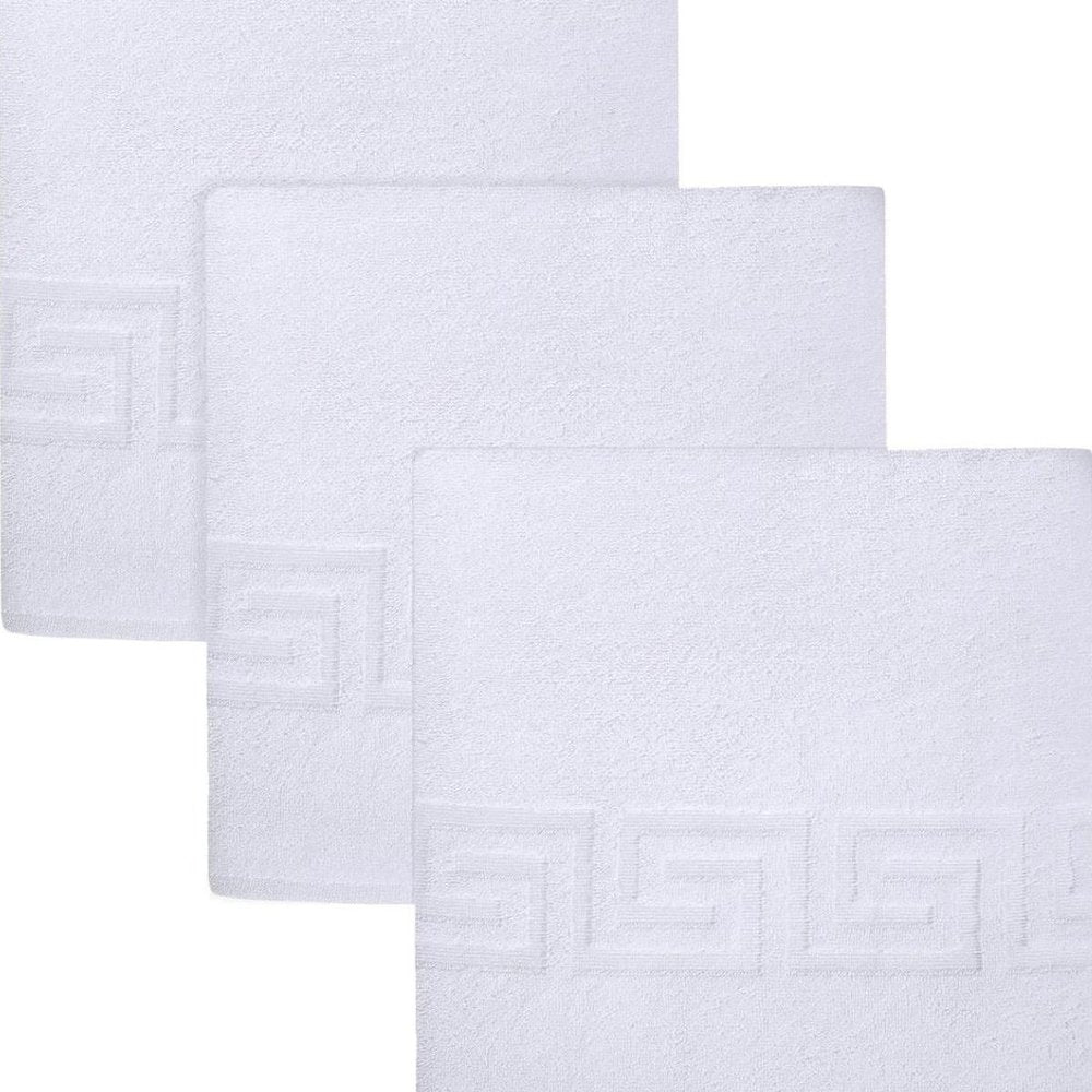 Set of Three White Greek Key Turkish Cotton 16" X 30" Hand Towels — view 6