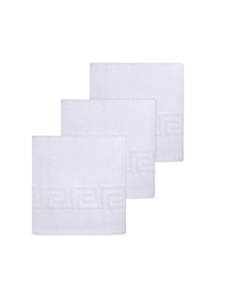 Set of Three White Greek Key Turkish Cotton 16" X 30" Hand Towels — view 5