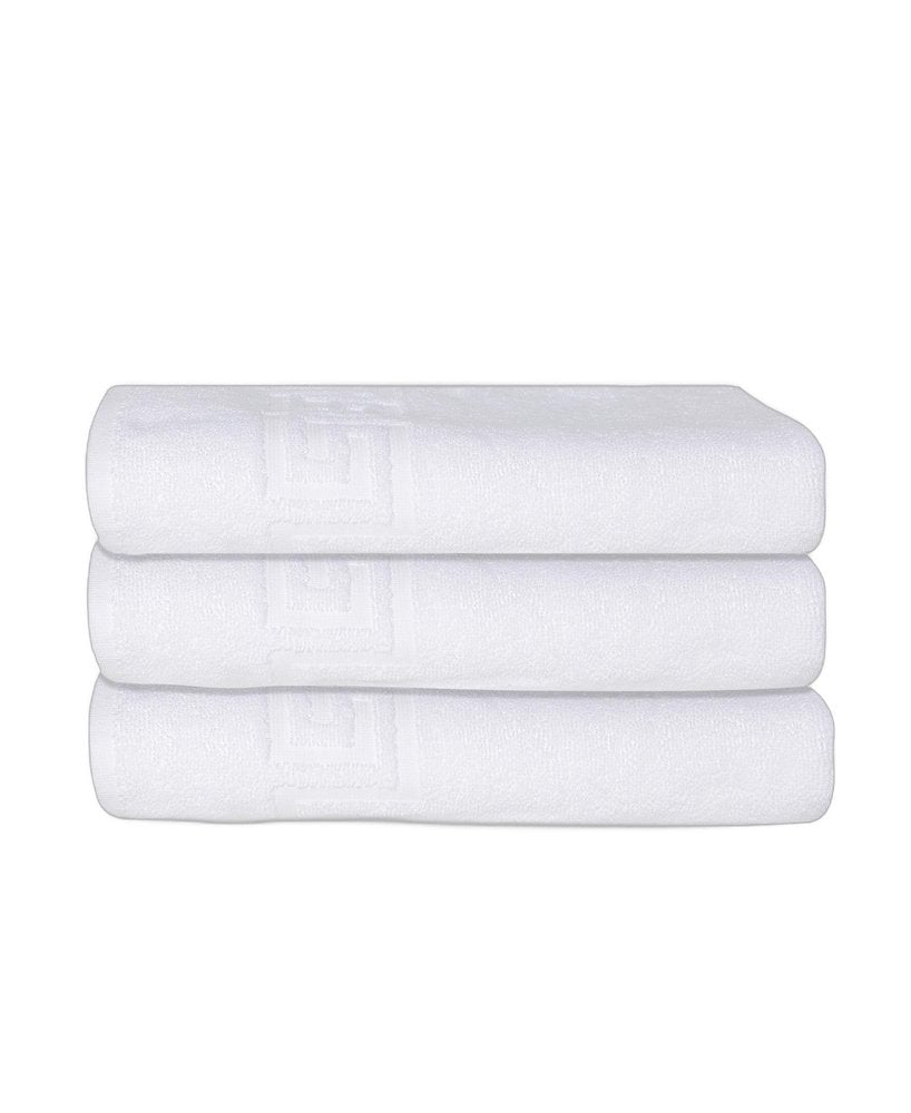 Set of Three White Greek Key Turkish Cotton 27" X 54" Bath Towels — view 5
