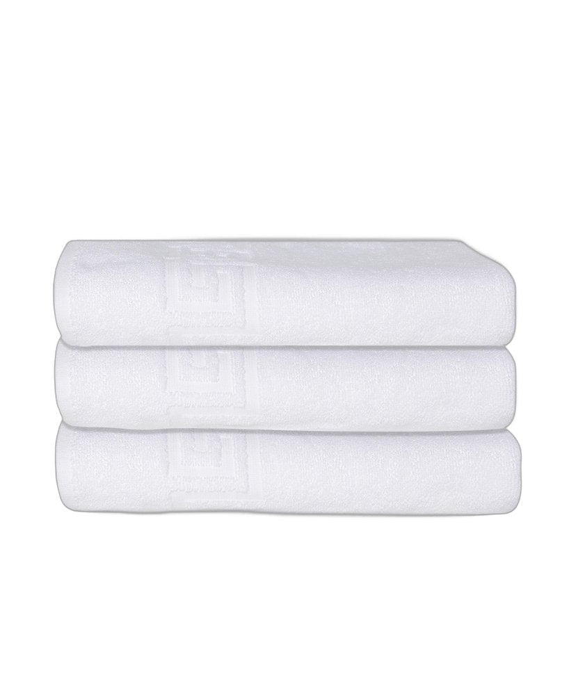 Set of Three White Greek Key Turkish Cotton 27" X 54" Bath Towels — view 6