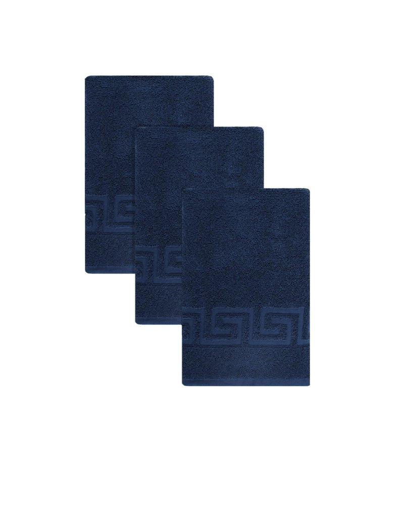 Set of Three White Greek Key Turkish Cotton 16" X 30" Hand Towels — view 13