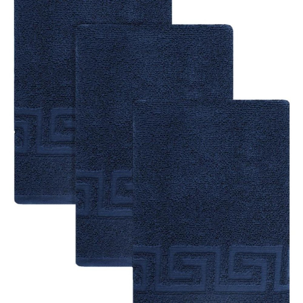 Set of Three White Greek Key Turkish Cotton 16" X 30" Hand Towels — view 10