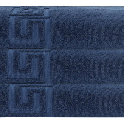 Set of Three White Greek Key Turkish Cotton 27" X 54" Bath Towels HomeRoots