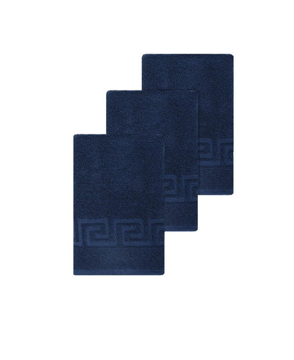 Set of Three White Greek Key Turkish Cotton 27" X 54" Bath Towels HomeRoots