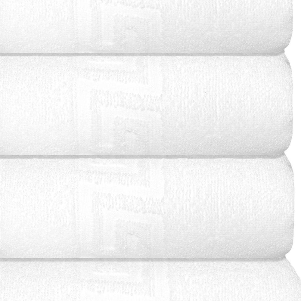 Set of Four White Greek Key Turkish Cotton 16" X 30" Hand Towels HomeRoots