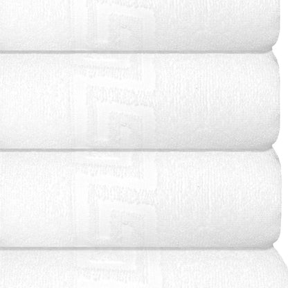 Set of Four White Greek Key Turkish Cotton 16" X 30" Hand Towels HomeRoots