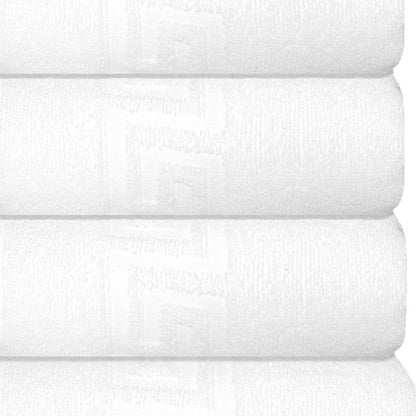 Set of Four White Greek Key Turkish Cotton 16" X 30" Hand Towels HomeRoots