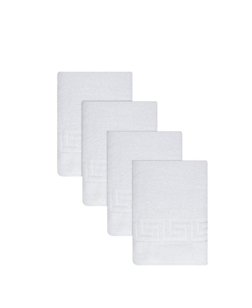Set of Four White Greek Key Turkish Cotton 27" X 54" Bath Towels — view 3