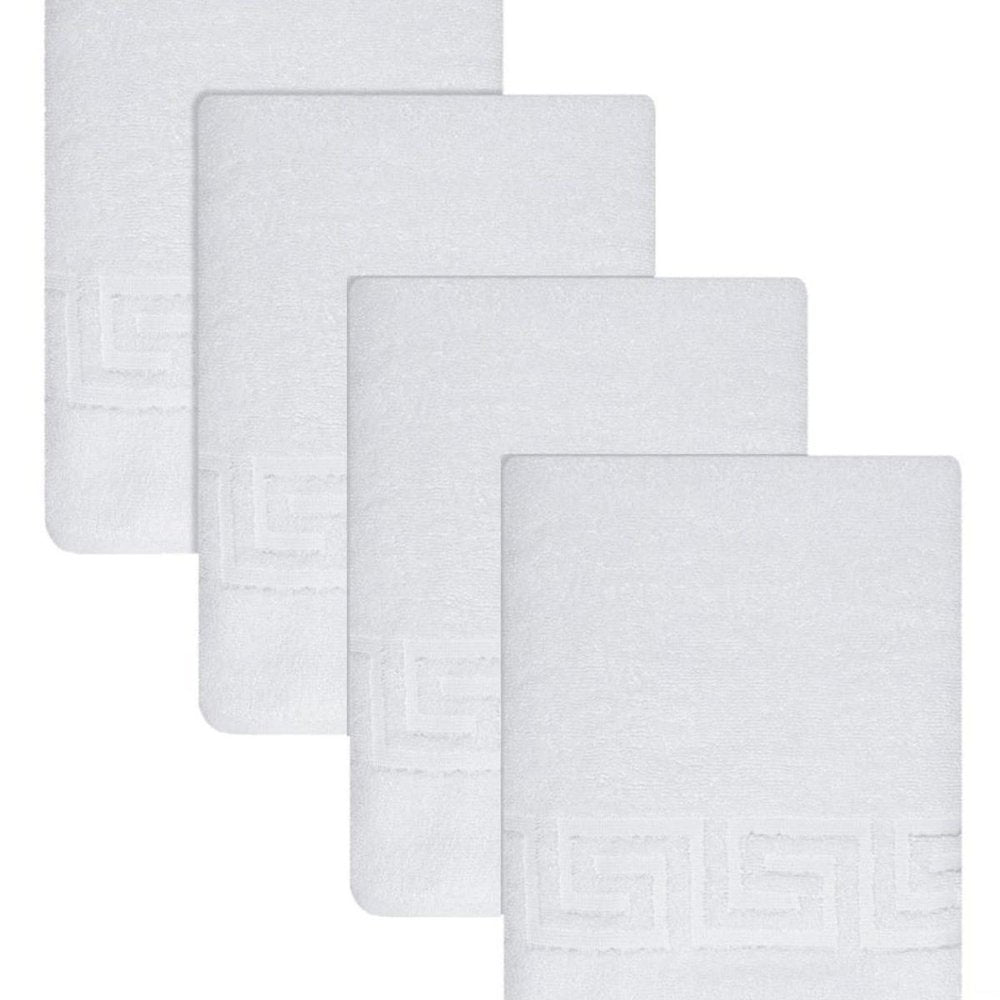Set of Four White Greek Key Turkish Cotton 27" X 54" Bath Towels — view 6