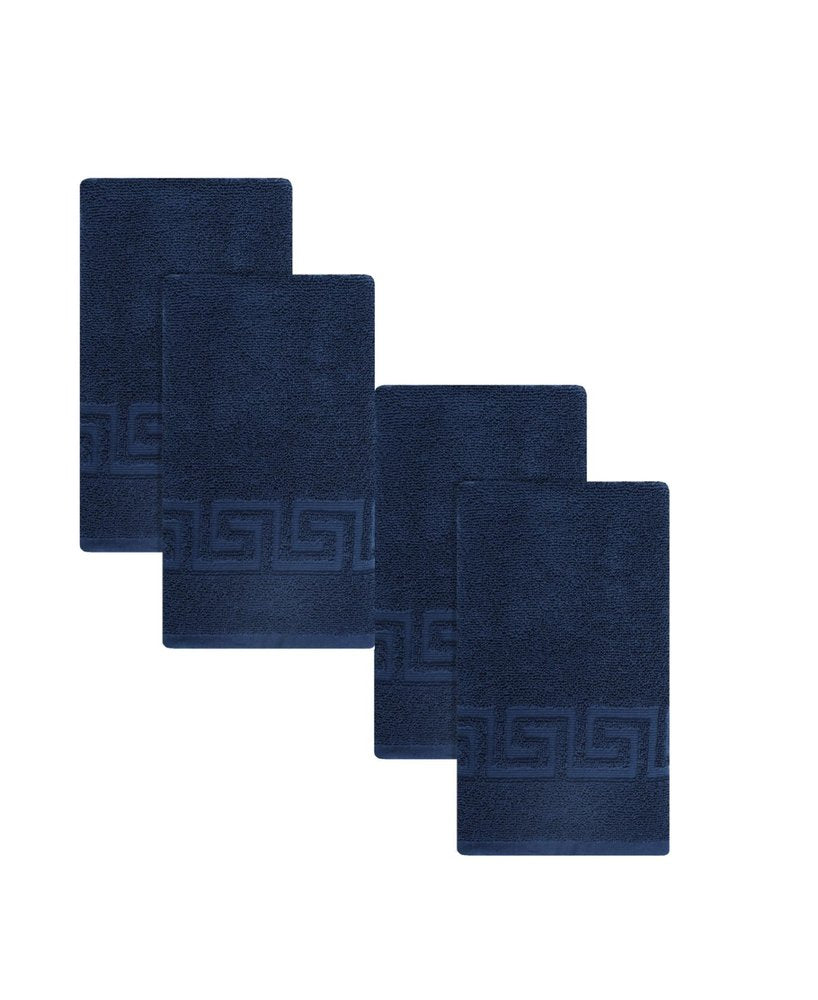 Set of Four White Greek Key Turkish Cotton 16" X 30" Hand Towels — view 13