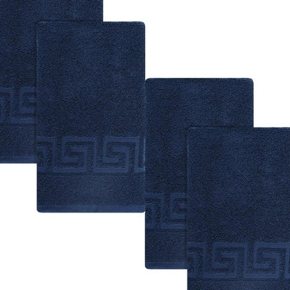 Set of Four White Greek Key Turkish Cotton 16" X 30" Hand Towels HomeRoots