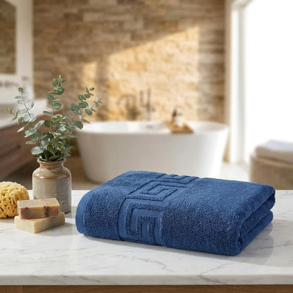 Set of Four White Greek Key Turkish Cotton 16" X 30" Hand Towels HomeRoots