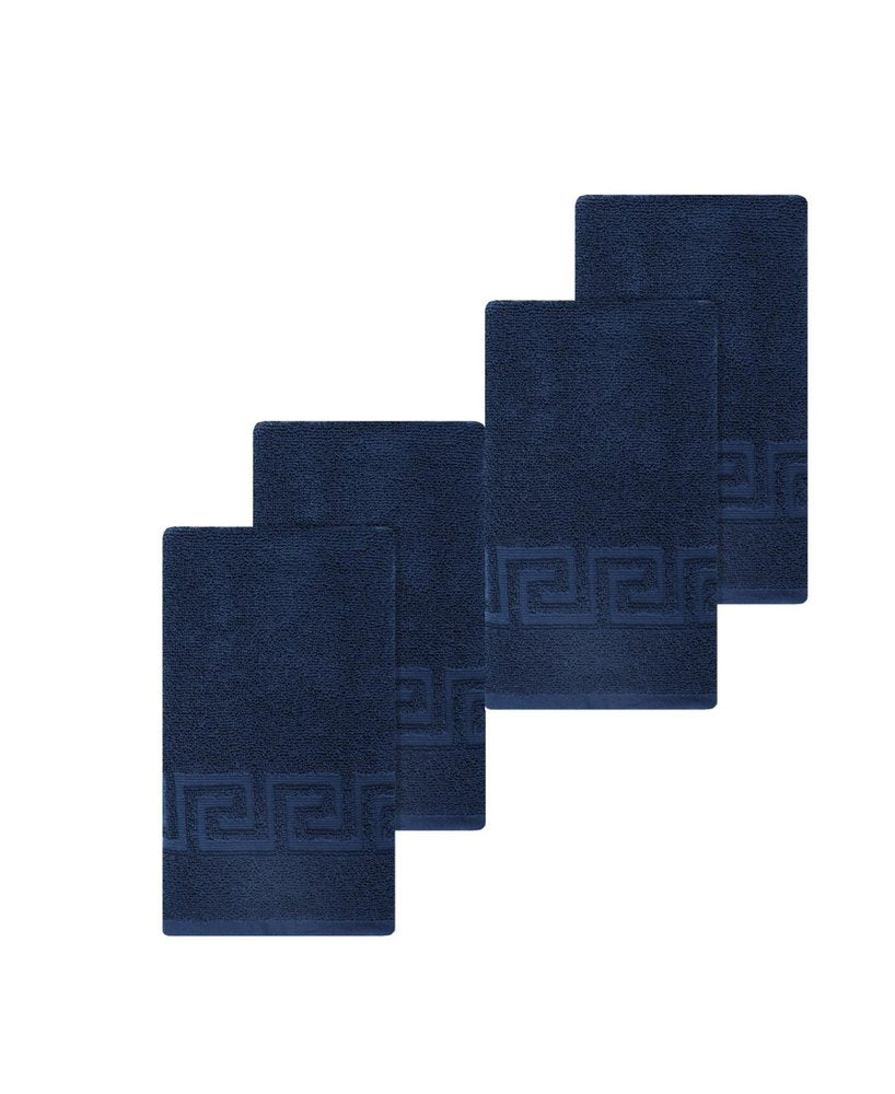 Set of Four White Greek Key Turkish Cotton 16" X 30" Hand Towels — view 11