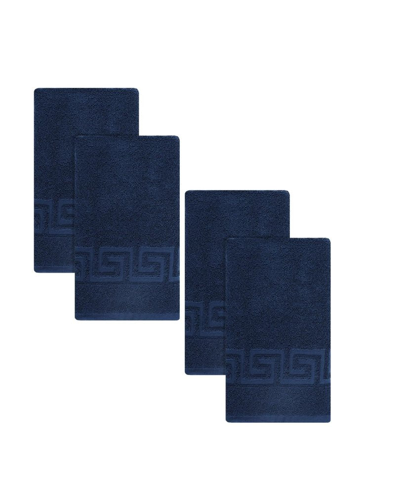 Set of Four White Greek Key Turkish Cotton 27" X 54" Bath Towels — view 8