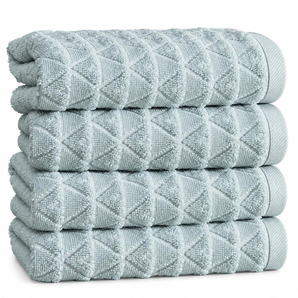 Set of Four White Geometric Turkish Cotton 16" X 30" Hand Towels — view 10