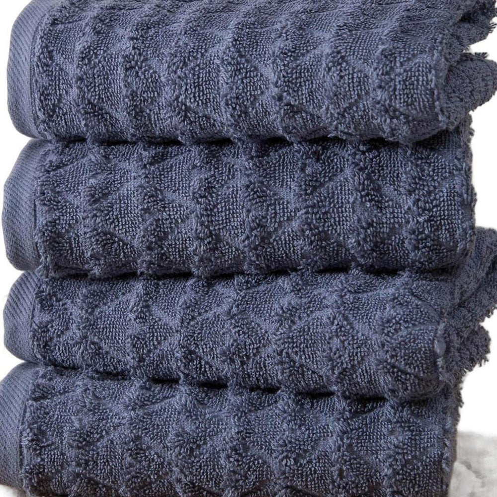 Set of Four White Geometric Turkish Cotton 16" X 30" Hand Towels — view 19