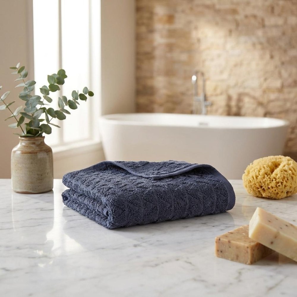 Set of Four White Geometric Turkish Cotton 16" X 30" Hand Towels HomeRoots