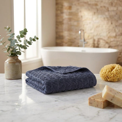 Set of Four White Geometric Turkish Cotton 16" X 30" Hand Towels HomeRoots