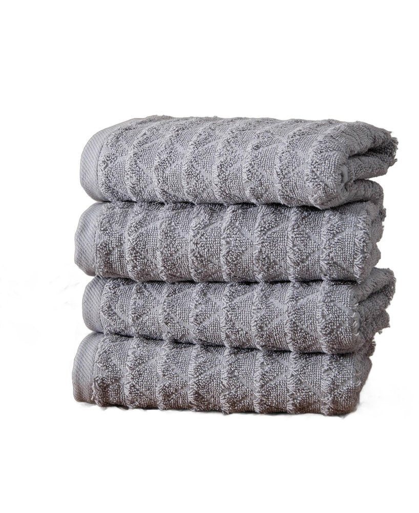 Set of Four White Geometric Turkish Cotton 16" X 30" Hand Towels — view 24