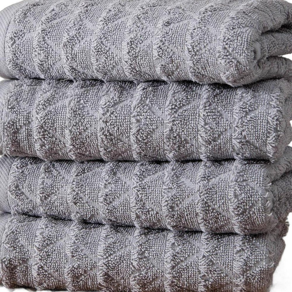Set of Four White Geometric Turkish Cotton 16" X 30" Hand Towels — view 26