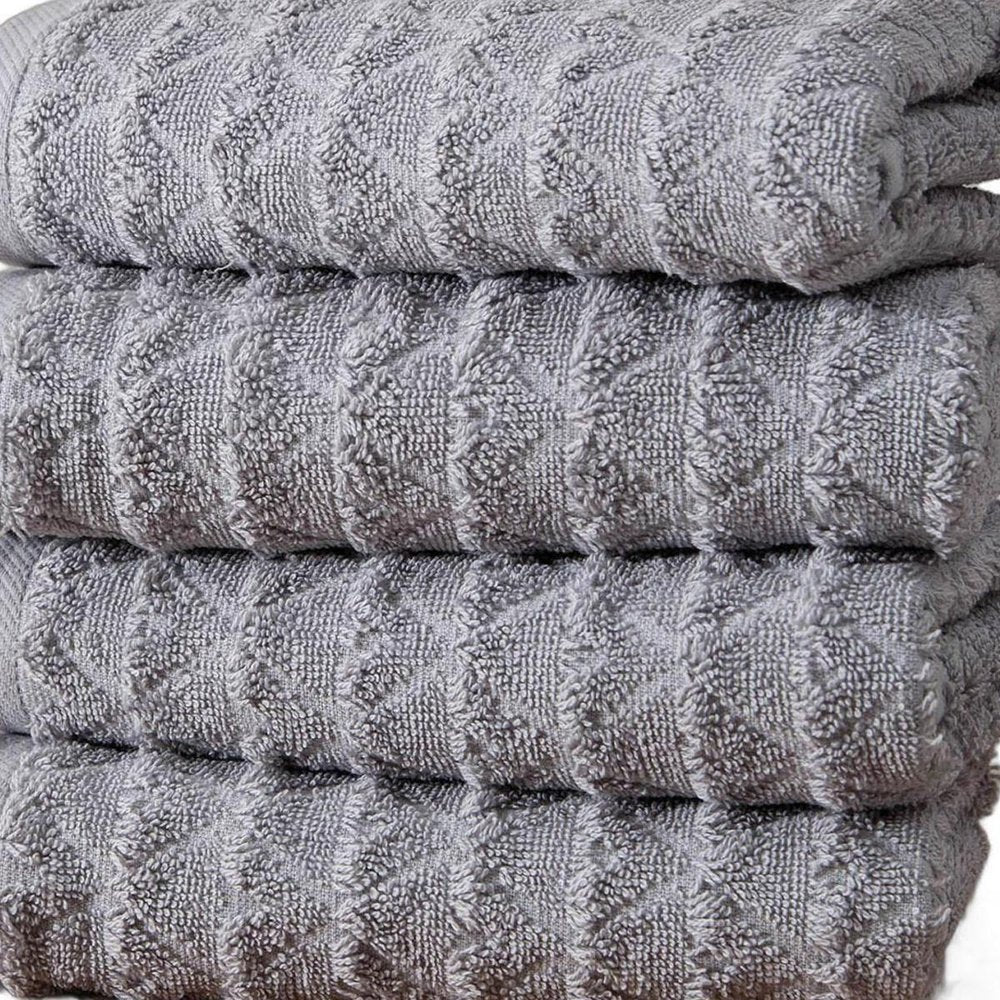 Set of Four White Geometric Turkish Cotton 16" X 30" Hand Towels — view 25