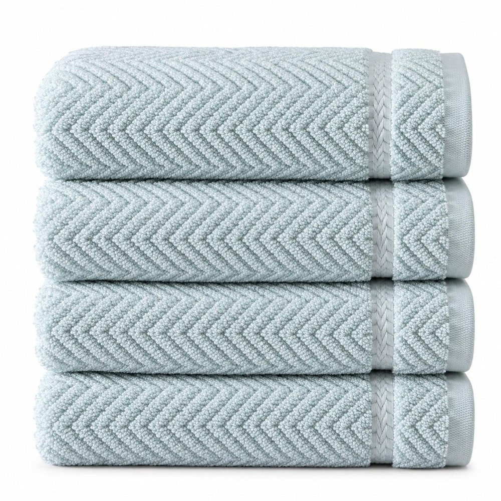 Set of Four White Chevron Turkish Cotton 16" X 30" Hand Towels — view 9