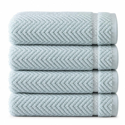 Set of Four White Chevron Turkish Cotton 16" X 30" Hand Towels HomeRoots