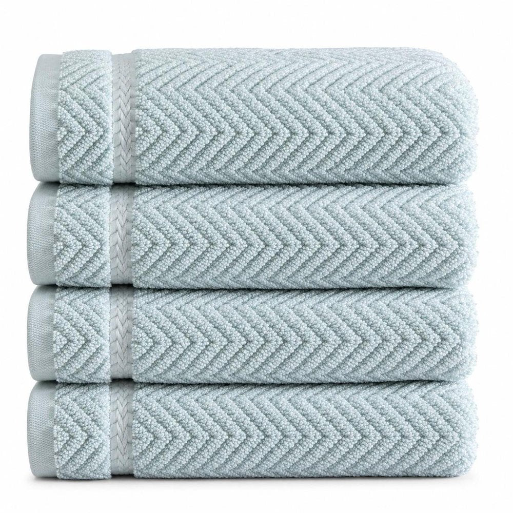 Set of Four White Chevron Turkish Cotton 16" X 30" Hand Towels — view 10