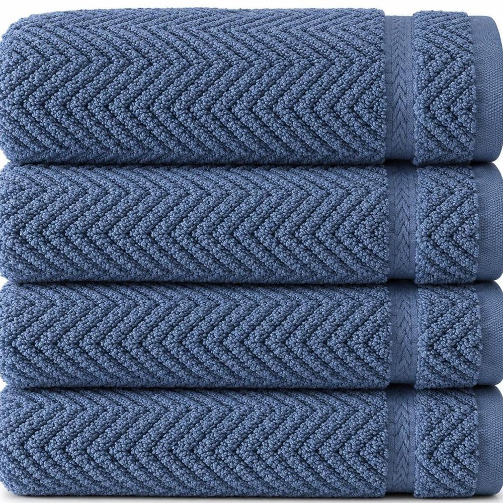 Set of Four White Chevron Turkish Cotton 16" X 30" Hand Towels — view 15