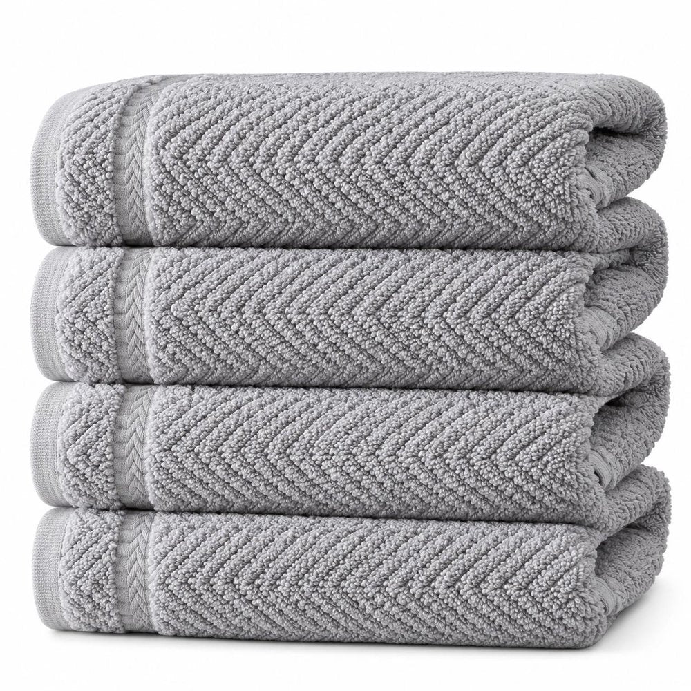 Set of Four White Chevron Turkish Cotton 16" X 30" Hand Towels — view 19