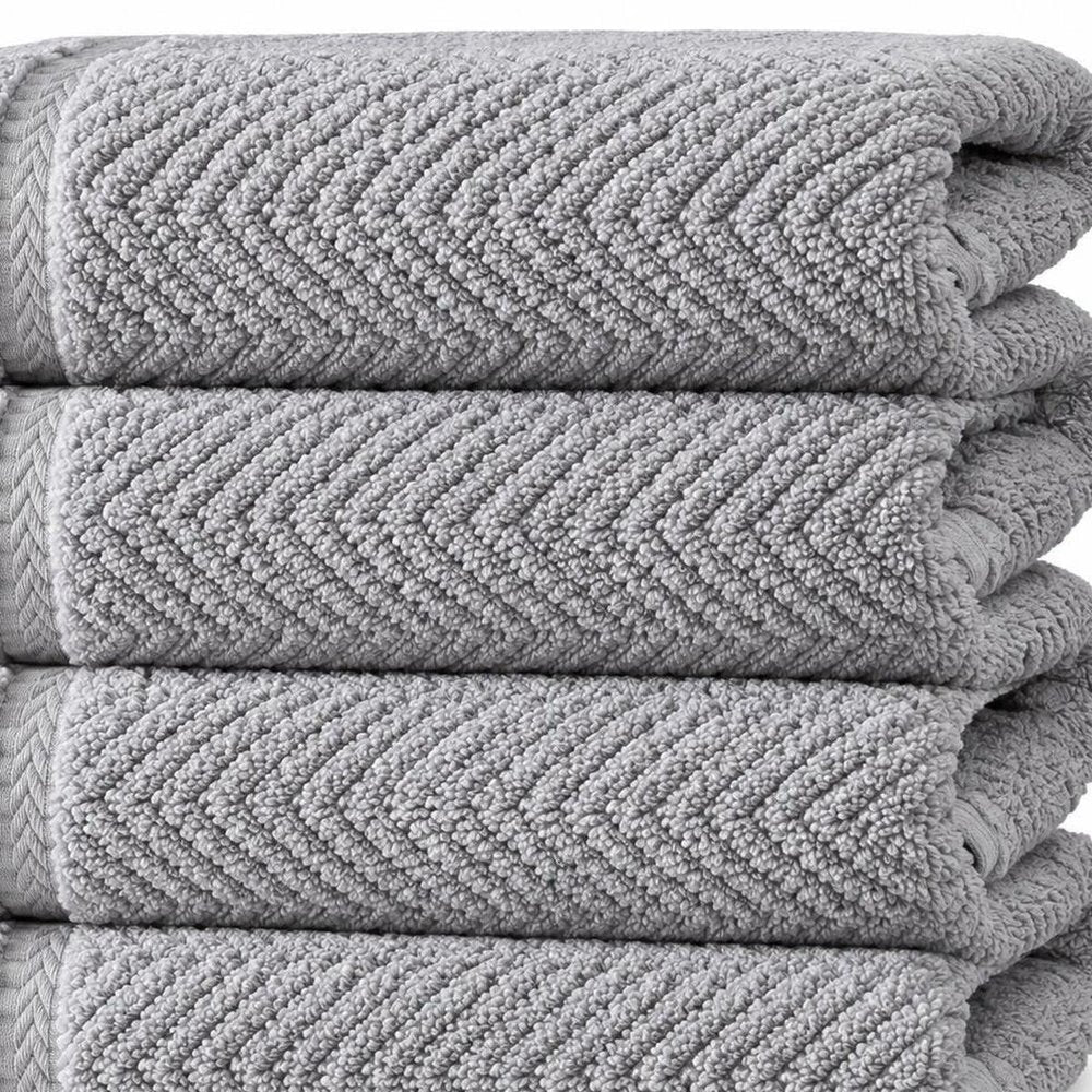 Set of Four White Chevron Turkish Cotton 16" X 30" Hand Towels — view 22