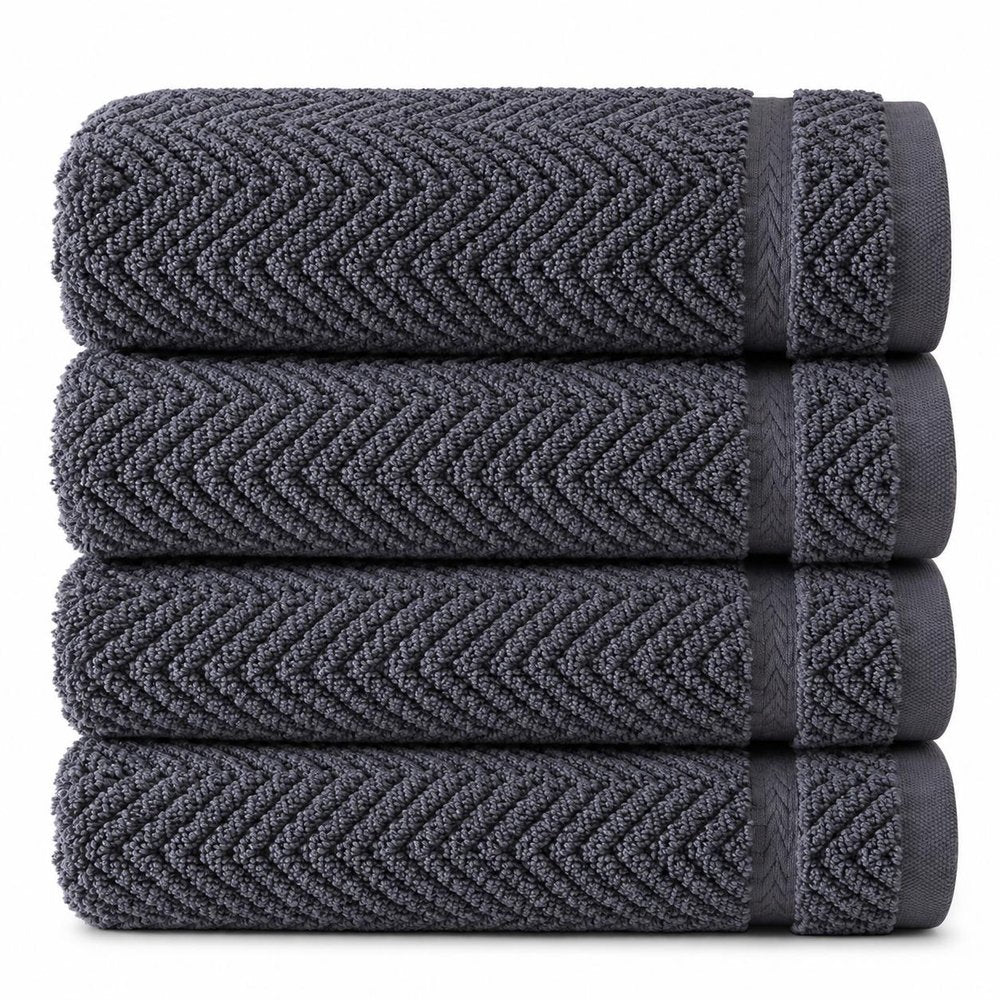 Set of Four White Chevron Turkish Cotton 16" X 30" Hand Towels — view 25