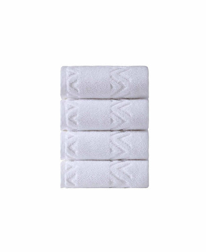Set of Four Blue Geometric Turkish Cotton 27" X 54" Hand Towels HomeRoots