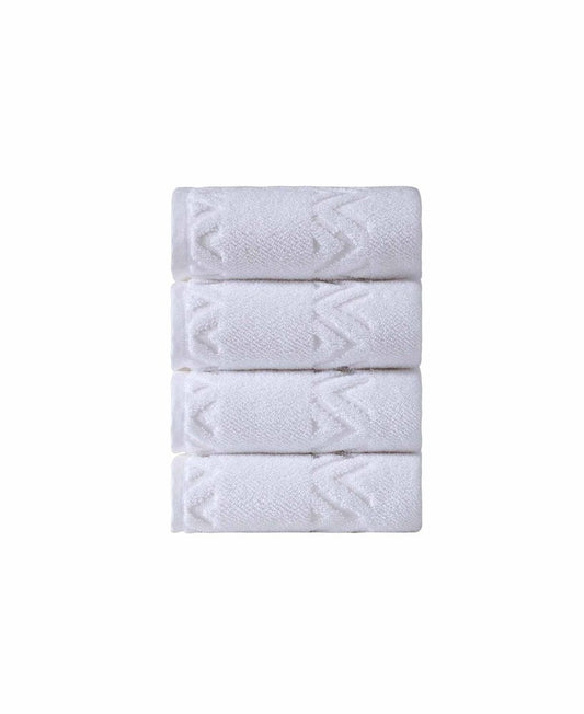 Set of Four Blue Geometric Turkish Cotton 27" X 54" Hand Towels HomeRoots